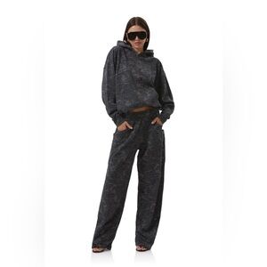 AFRM Cameron Zip Up Hoodie & Sweats Matching Set - Black Lace | PREOWNED